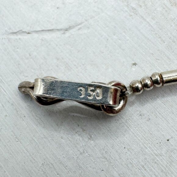 Vintage 950 Silver Nephrite Jade Stone Bead Bohemian Dainty Bracelet 5.7g 7” - Picture 3 of 12